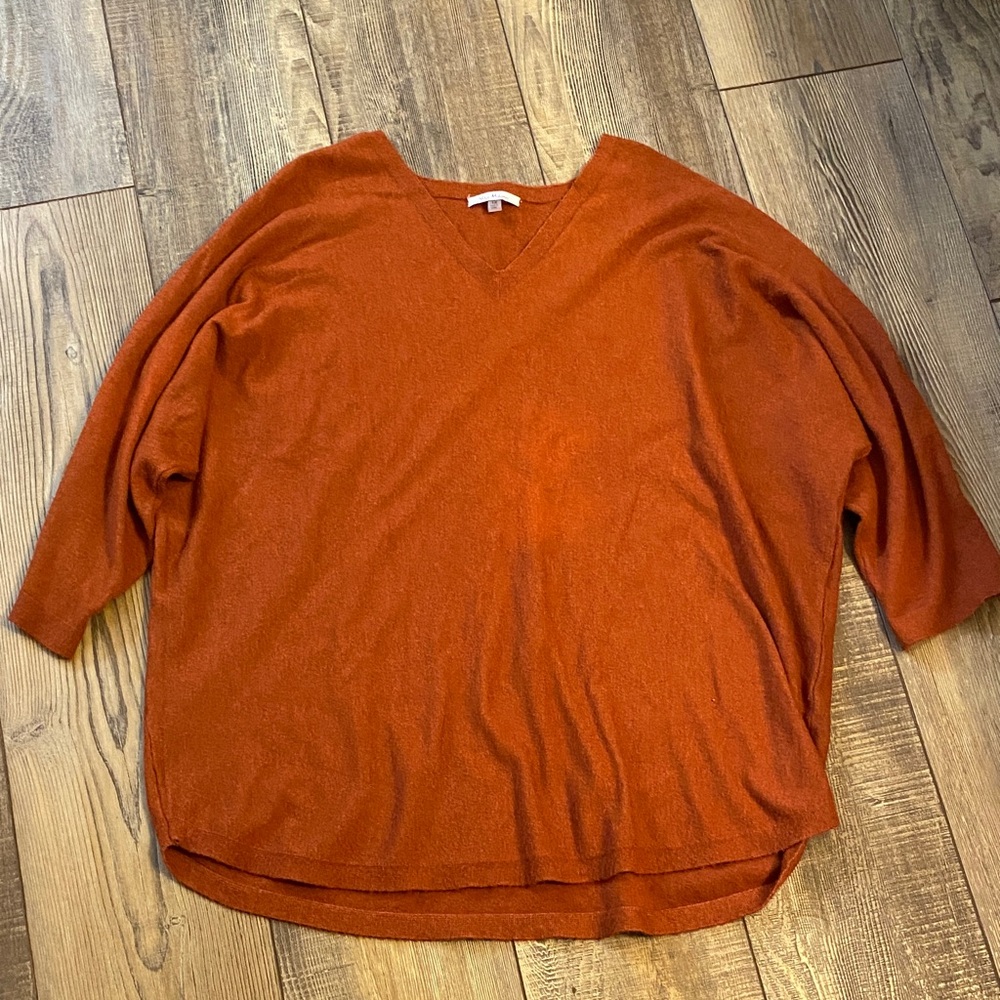 Rust Orange V-Neck Sweater
